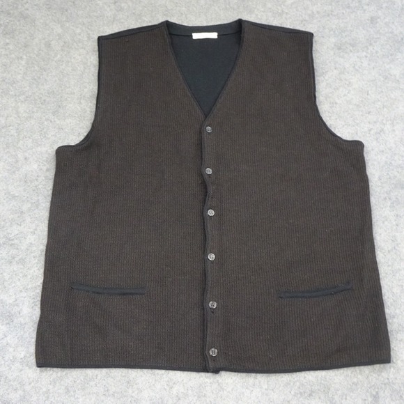 Della Ciana Sweater Mens 44 Extra Large XL Brown Cardigan Vest Merino Wool - Picture 1 of 10
